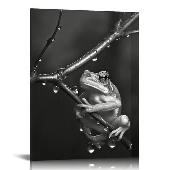 Nawypu Black and White Wall Art Canvas Wildlife Wall Decor Frog with Umbrella Pictures on Wall Art for Home Office Decorations Living Room Bedroom and Kitchen Decor Framed Canvas Prints