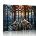 thumbnail image 1 of Nawypu Black Wolf Stained Glass Canvas Wall Art - Animal Wolf Canvas Art Modern Abstract Canvas Poster Office Wall Art Home Decor Wall Pictures, 1 of 5