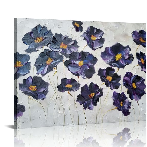 Nawypu Black and White Flower Painting - Floral Canvas Wall Art - Large Artwork for Office Kitchen Bedroom Decor