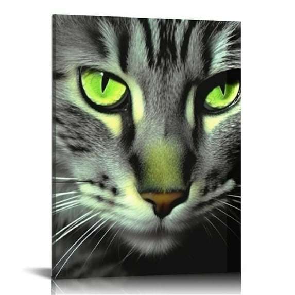Nawypu Black and White Wall Art Painting Green Eye Cat Pictures Prints On Canvas Animal The Picture Decor Oil for Home Modern Decoration Print