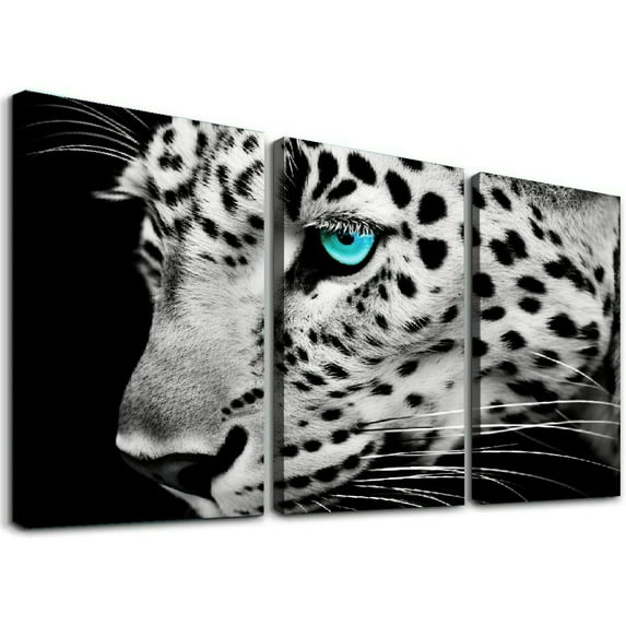 Nawypu Black and white wildlife Bedroom wall decor African lion canvas wall art tiger,wolf animal portrait pictures modern bedroom office home decorations 12''x16''X3 Panels