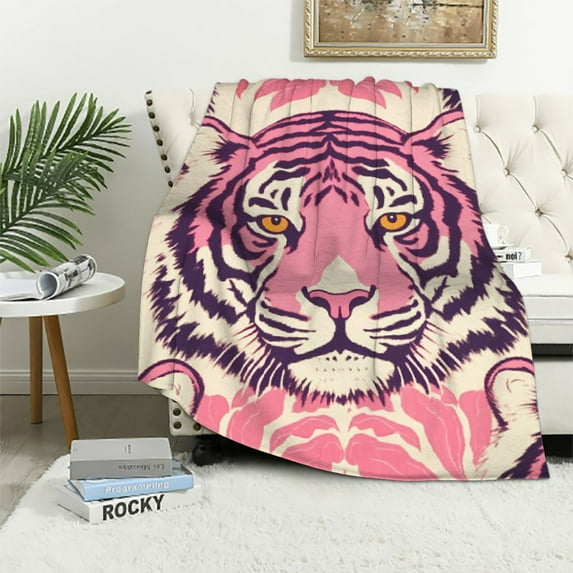 Nawypu Blankets Plush Sofa Bed Throw Pink Tiger