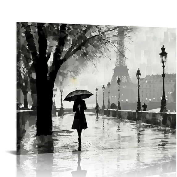 Nawypu Blossom Trees Wall Art Living Room Decor Eiffel Tower Paris Street Art Canvas Pictures Bedroom Wall Decor Modern Landscape Canvas Wall Art for Home Office Decoration Framed Art