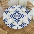 thumbnail image 1 of Nawypu Blue-2 Round Tablecloth, 100% Polyester Fiber, Waterproof and Oil-proof, Wrinkle Resistant, Easy to Clean, Elastic Band Closure, Suitable for Various Sizes of Round Tables White, 1 of 7