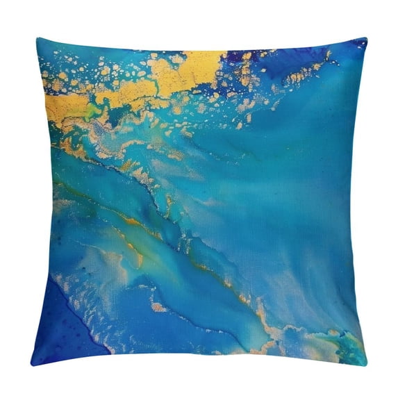 Nawypu Blue Abstract Pillow Covers Bright Cobalt Blue Green and Gold Art Pillows Cover Decorative Throw Pillowcase Modern Farmhouse Living Room Decor Home Cushion Couch Sofa Cases