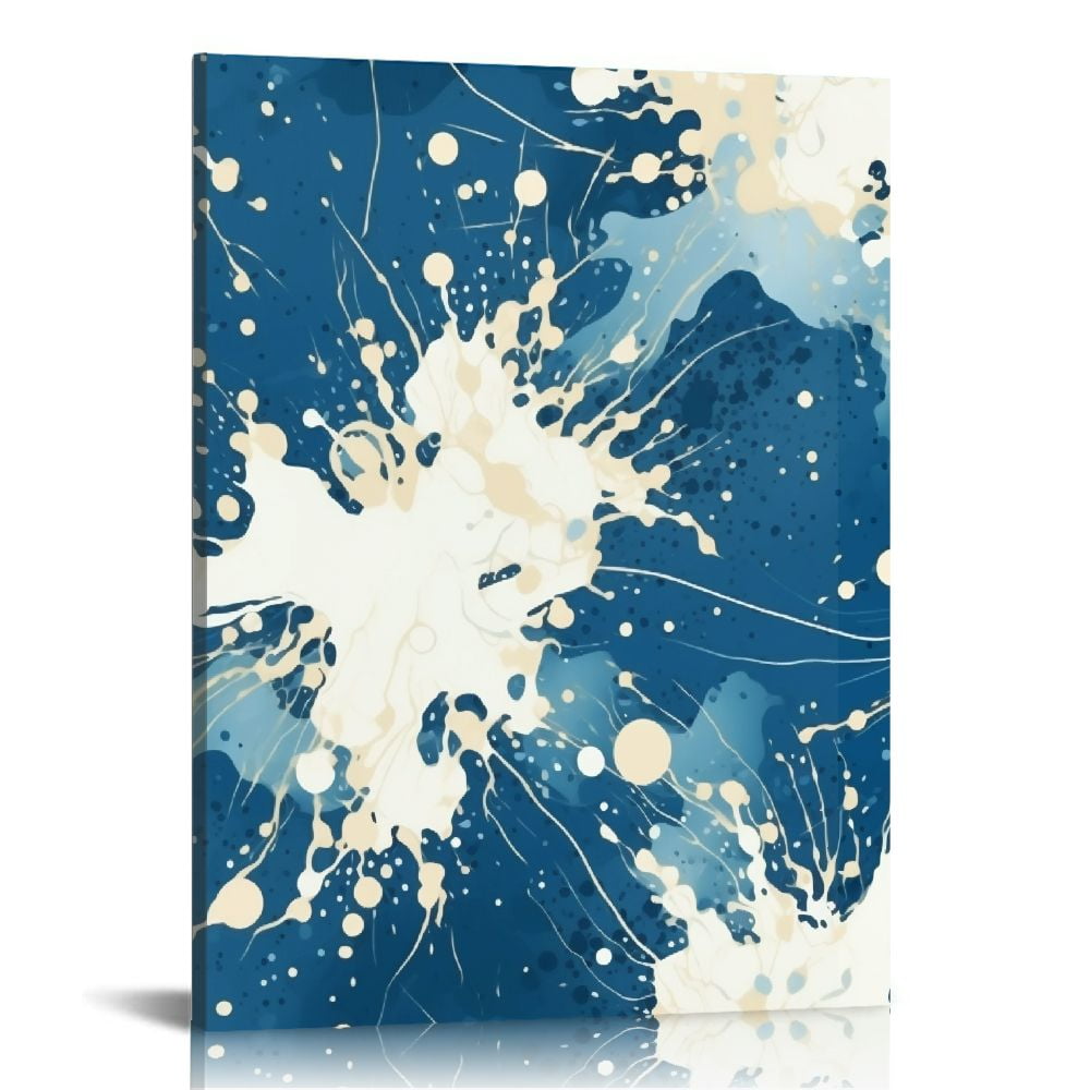 Nawypu Blue Abstract Wall Art Canvas Blue and Grey Wall Pictures Modern