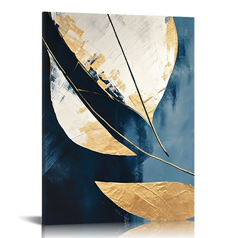 Nawypu Blue Abstract Wall Art Canvas Navy Blue and Grey Wall Pictures