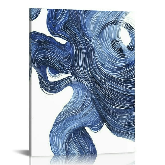 Nawypu  Blue Abstract Wall Art Set - Blue Spiral Wave Stroke Abstract Canvas Artwork for Living Room, Bedroom, Office Decor,