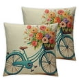 thumbnail image 1 of Nawypu  Blue Bicycle Pillows Decorative Throw Pillow Cover Vintage Watercolor Summer Flowers Bike Pillow Case Cushion Cover for Sofa Bed Living Room 20x20in, 1 of 6