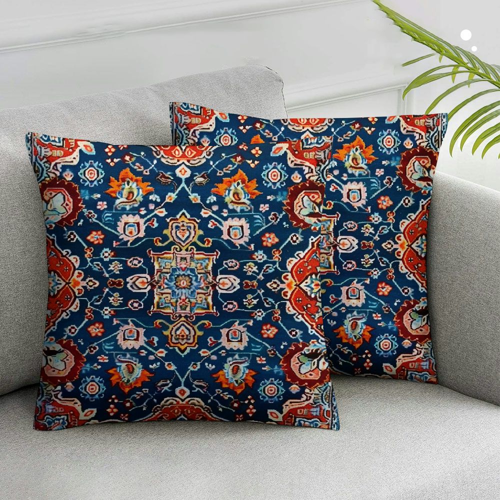Nawypu Blue Bohemian Pillow Covers Hippie Floral Mandala Decorative