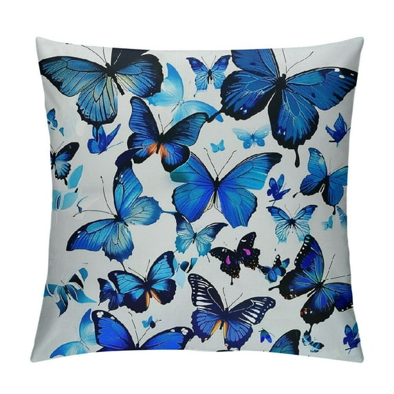 Nawypu  Blue Butterfly Pattern Pillow Cover,Decorative Couch Pillow Cover for Sofa,Cushion Case Indoor Outdoor Home Decoration