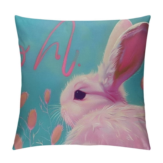 Nawypu Blue Easter Pillow Covers Bunny Pillow Cover Cute Rabbit Easter Day Egg Print Throw Pillow Case Spring Holiday Decorative Pillowcase Cute Sofa Cushion Cases for Home Couch Bed