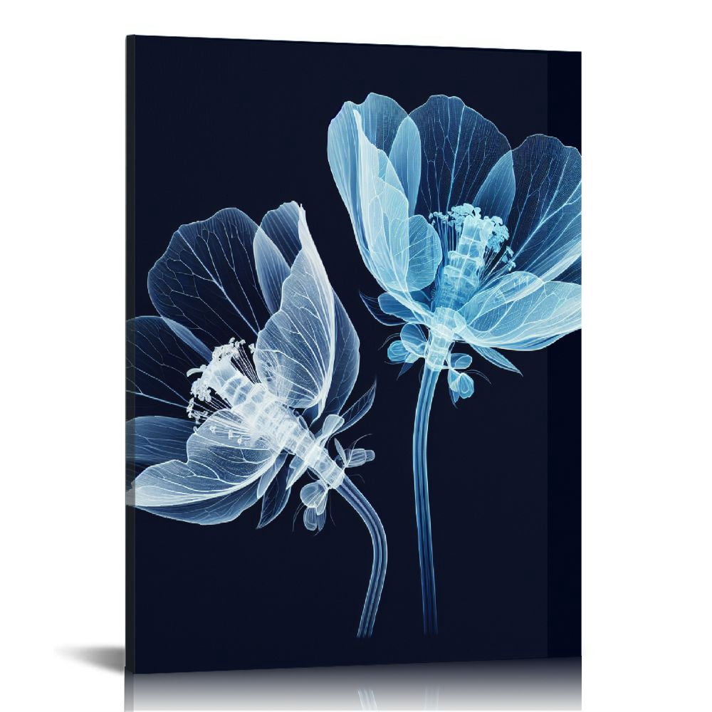 Nawypu Blue Flickering Flower Modern Abstract Canvas Wall Art Gallery ...