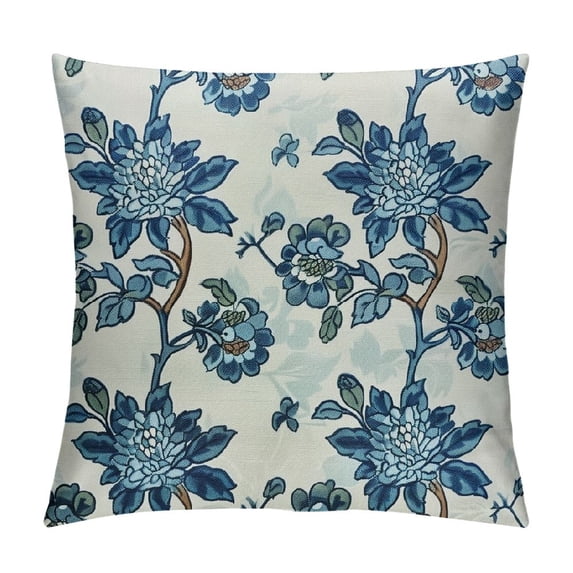 Nawypu Blue Floral Pillow Covers Rustic Light Blue Green Chinoiserie Flowers Leaves Birds Print Decorative Outdoor Pillowcases Farmhouse Holiday Throw Cushion Cases Decor for Couch Sofa Bed