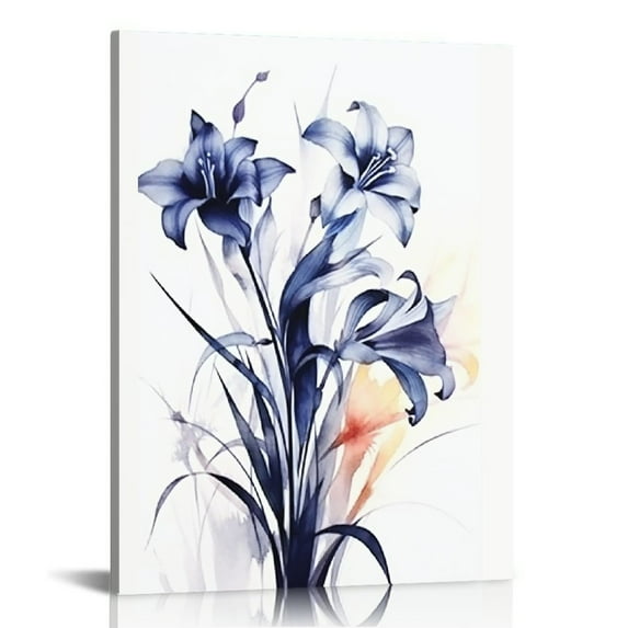 Nawypu Blue Flower Canvas Wall Art Botanical Prints for Living Room, Bedroom, Bathroom Decor Floral Pictures for Home Decoration