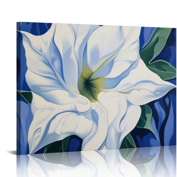 Nawypu Blue Flower Canvas Wall Art Flower Blossoming Picture Print Wall Painting Modern Artwork Wall Décor for Bedroom Living Room Bathroom Office