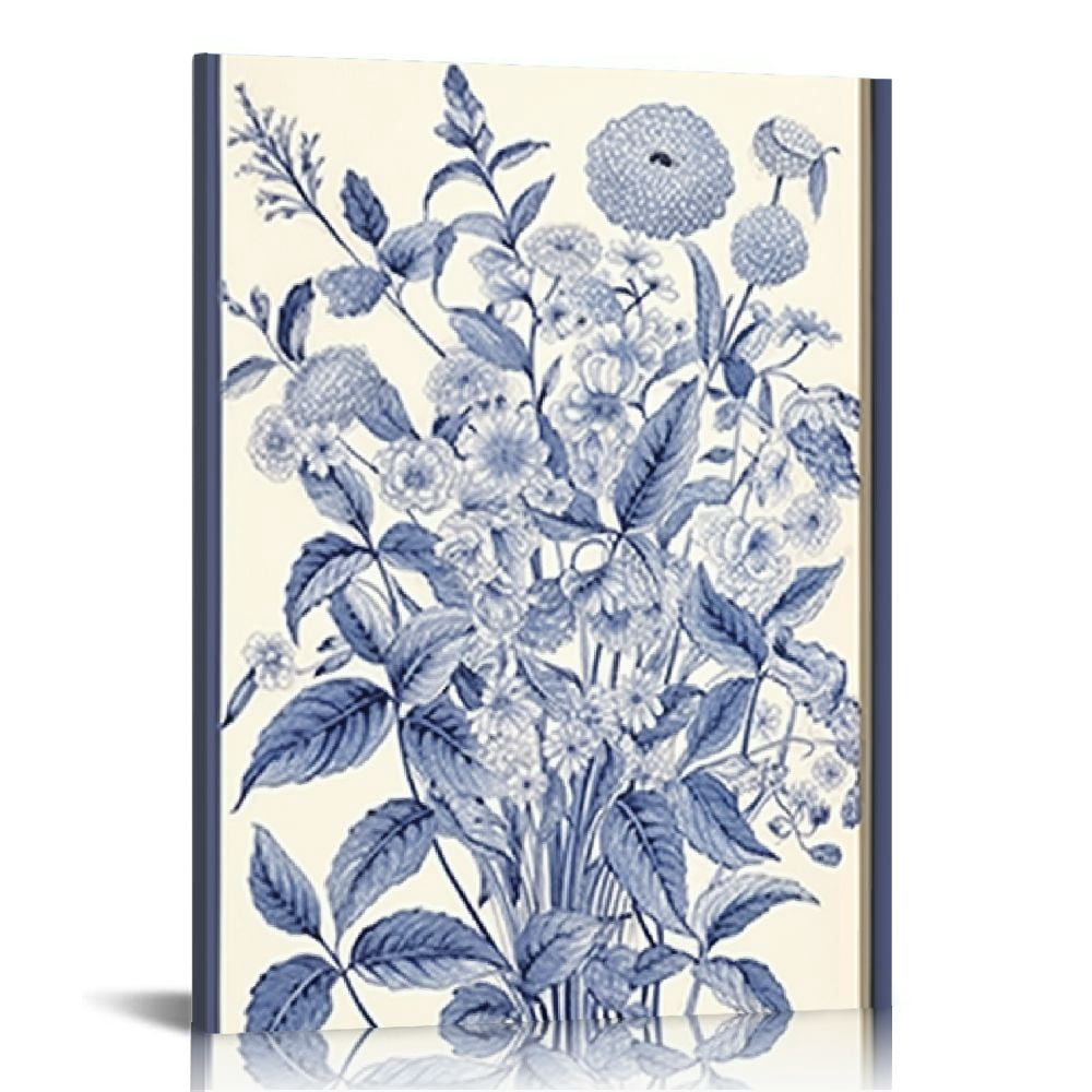 Nawypu Blue Flower Plant Wall Art Canvas Framed Print Classic Poster ...