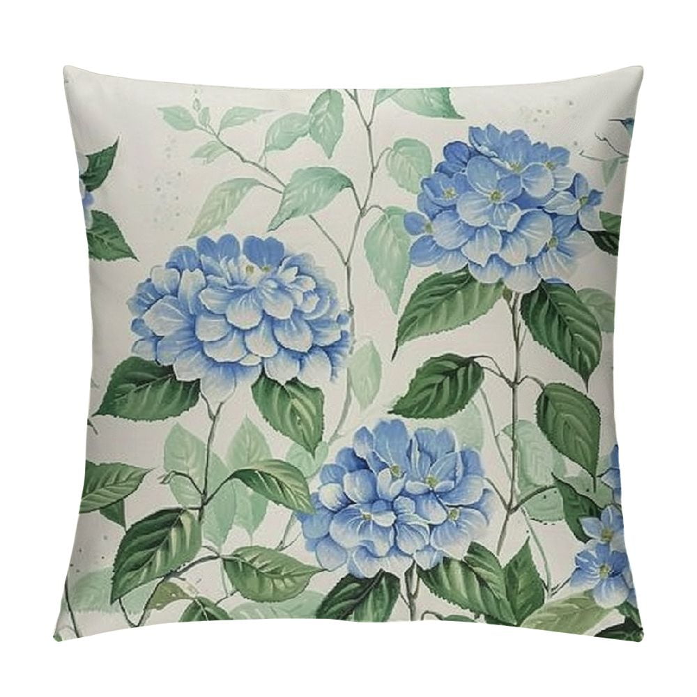 Nawypu Blue Hydrangea Throw Pillow Covers Bless This Home Sweet Home Flower Spring Decor