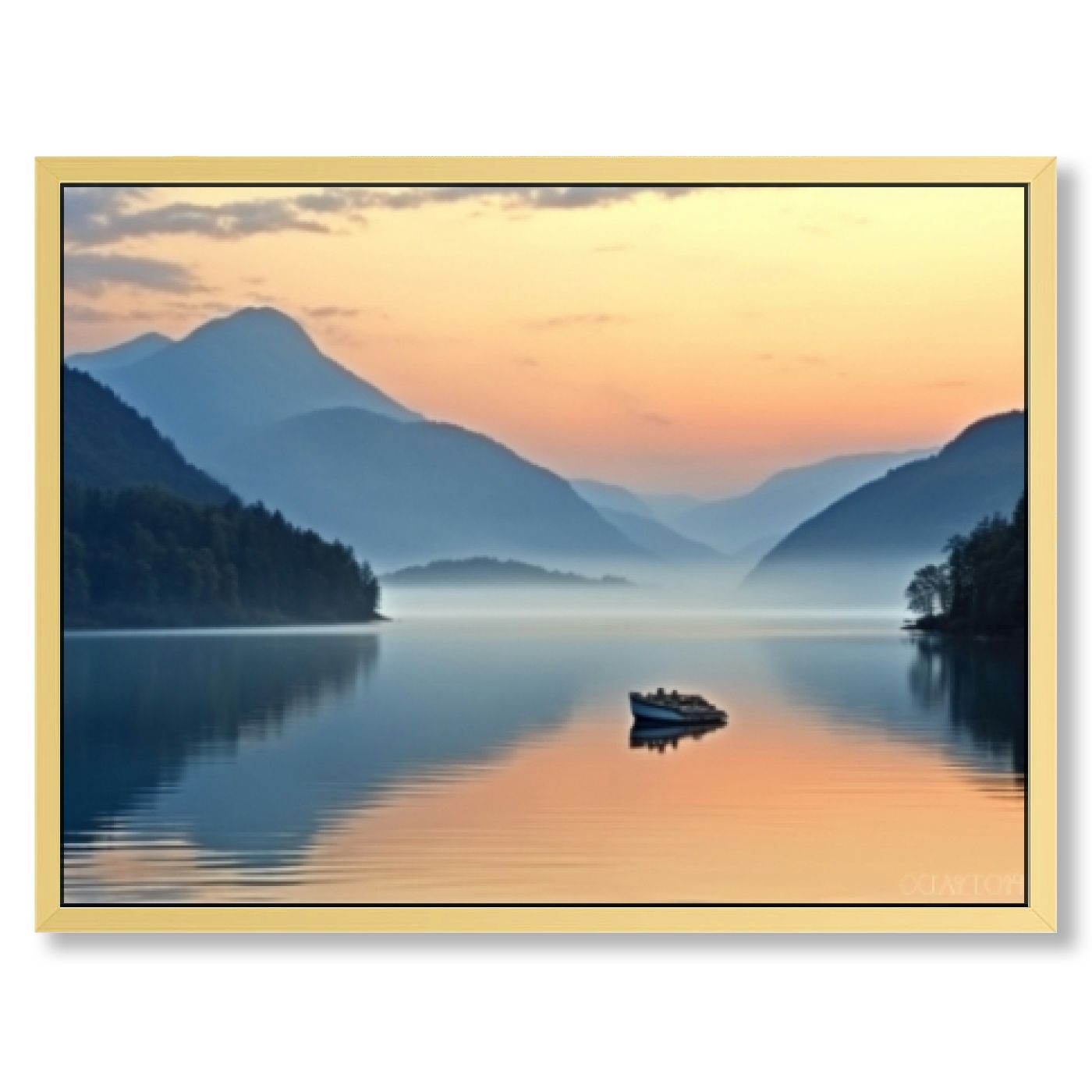 Nawypu Blue Lake Mountain Sunset Wall Art - Sunrise Canvas Painting for ...