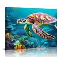 thumbnail image 1 of Nawypu  Blue Ocean Aquatic Animals Decor Wall Art Turtle Starfish Seahorse Undersea Coral Pictures Canvas Prints Artwork for Kids Room Wall Decoration, 1 of 4