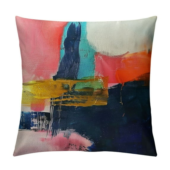 Nawypu Blue and Pink Throw Pillow Covers Cases Modern Abstract Art Painting Bed Sofa Couch Square Accent Decorative Cushion Pillow Cover for Living Room Bedroom Decor