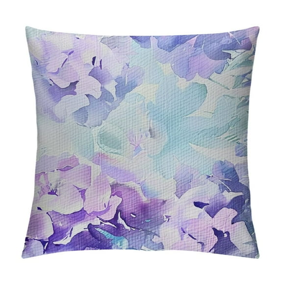 Nawypu Blue and Purple Pastel Flower Hydrangea Floral Blossom Throw Pillow Covers Decorate Home Living Room Girls Room,Spring Summer Cottagecore Pillowcase Set of