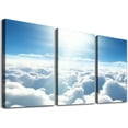 thumbnail image 1 of Nawypu   Blue Sky and Sun Over Clouds-Contemporary Landscape Canvas Art-12''x16''X3 Panels, 1 of 4