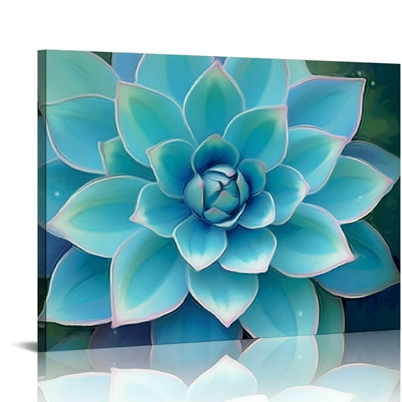 Nawypu Blue Succulents Bathroom Decor Wall Art Modern Popular Wall Plants Decorations Canvas Prints Artwork Wall Decor for Bedroom Blue Flower Pictures