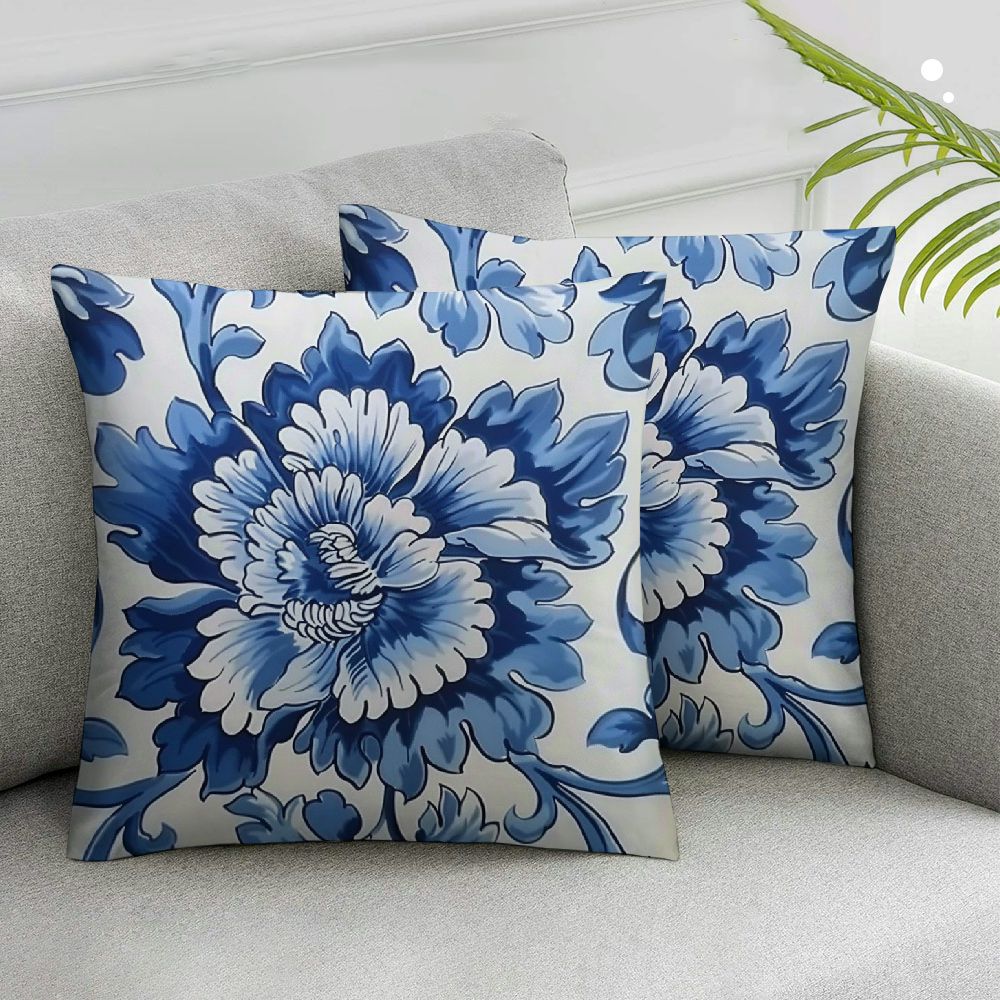 Nawypu Blue and White Chinoiserie Pillow Covers, Blue Chinoiserie Pillows Decorative Throw