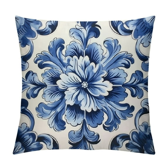Nawypu Blue and White Chinoiserie Pillow Covers , Blue Chinoiserie Pillows Decorative Throw Pillows Cover, Blue and White Porcelain Chinoiserie Living Room Home Decor