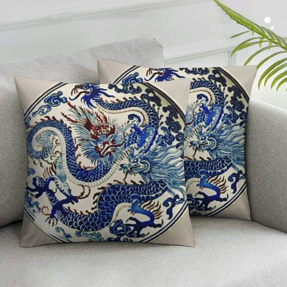 Nawypu Blue and White Porcelain Cushion Covers Square Decorative Pillow Covers Throw Pillow Covers Set of 4 Cushion Covers 2Packs (Blue and White Porcelain)