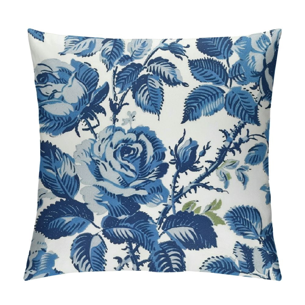 Blue Floral Throw Pillowsnull