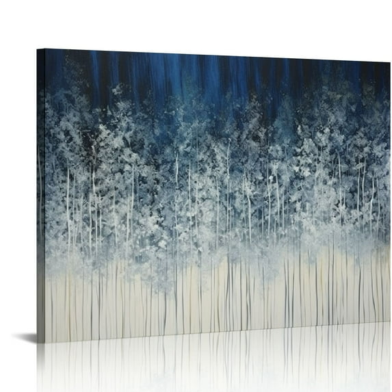 Nawypu Blue & Silver Canvas Wall Art, Abstract Wall Art on Canvas, Indigo Wall Picture Painting for Living Room Sofa Decoration (Navy Blue)