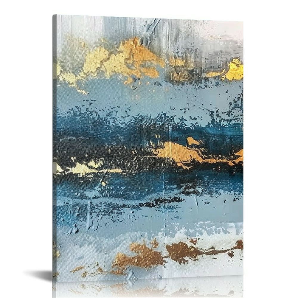 Nawypu Blue and Gold Abstract Canvas Wall Art Modern Giclee Prints Wall ...