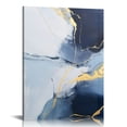 thumbnail image 1 of Nawypu Blue and Gold Abstract Wall Art Modern Watercolor Painting Fluid Ink Canvas Print Artwork Picture Decor for Office Home Decoration, 1 of 4