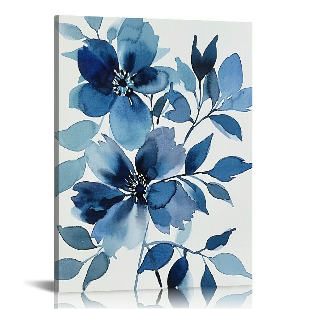 Nawypu Blue flower Canvas Wall Art Floral Wall Decor | HD Printed ...