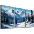 thumbnail image 1 of Nawypu Bob Ross Winter Mountain Art Print Painting Bob Ross Poster Bob Ross Collection Bob Art Paintings Happy Accidents Bob Ross Print Decor Mountains Painting Wall Decor 12''x16''X3 Panels, 1 of 4