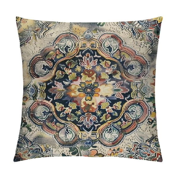 Awypu Bohemian Throw&nbsp;Pillow&nbsp;Cover, Green Gold Mandala Pillow&nbsp;Covers, Boho Retro Floral Persian Exotic Tribal Cushion&nbsp;Covers, Vintage Antique Flower Decorative&nbsp;Square&nbsp;