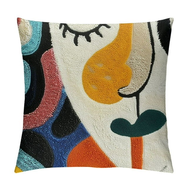 Nawypu Boho Abstract Pillow Covers Colorful Woman Face Line Cute Pillow