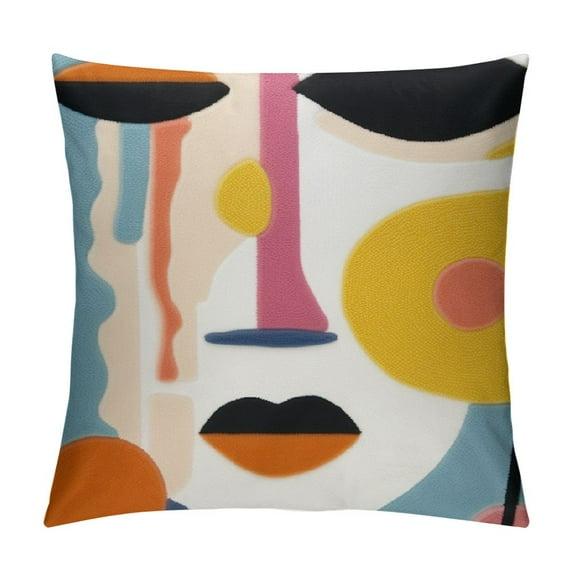 Nawypu Boho Abstract Pillow Covers Colorful Woman Face Line Cute Pillow Cases Mid Century Aesthetic Modern Boho Pillows Decorative Throw Pillows for Bed Couch Living Room