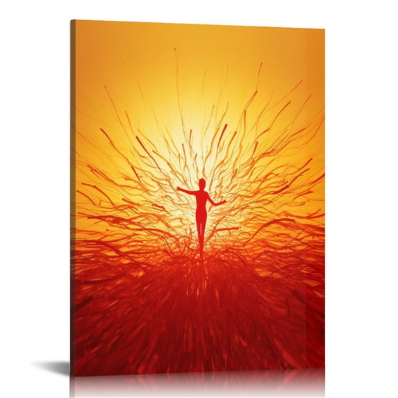 Nawypu Boho Minimalist Wall Art - Framed Canvas Prints with Sun Rising on the Horizon Design - Perfect for Modern and Neutral Home Decor, Bohemian Style - Ideal for Living Room, Bedroom