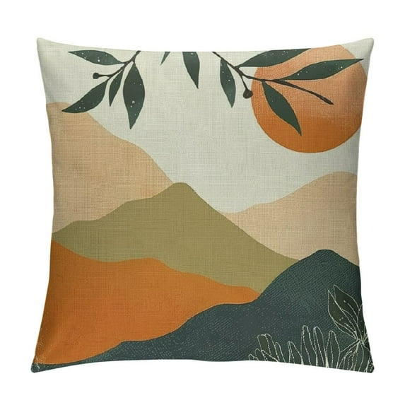 Nawypu Boho Pillow Covers Abstract Sunset Retro Decorative Outdoor Throw Pillow Covers Farmhouse Mid Century Decorations Bohemian Cushion Case for Couch Sofa Home