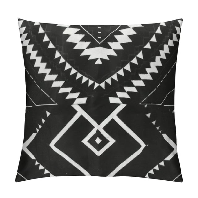 Nawypu Boho Throw Pillow Covers Square Geometry Black and White ...