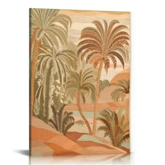 Nawypu Boho wall art Palm tree wall art Vintage canvas wall Tropical plant abstract paintings canvas wall print Nordic home decor living room Bedroom bathroom Kitchen ready to hang