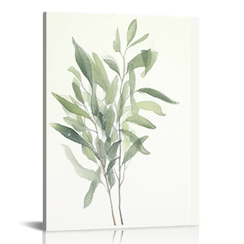 Nawypu Botanical Canvas Framed Wall Art Light Green Leaf Picture Wall ...