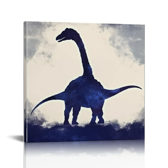 Nawypu Boys Room Decor Dinosaur Wall Art Nursery Kids Bedroom Wall Decor Blue and White Canvas Prints Framed Ready to Hang,16x16in