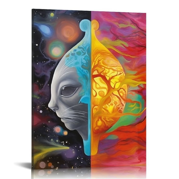 Nawypu Brain Wall Art Galaxy Universe Space Wall Pictures Abstract Colorful Science Poster Framed Canvas Print Quote Artwork Motivational Office Study Room Decor