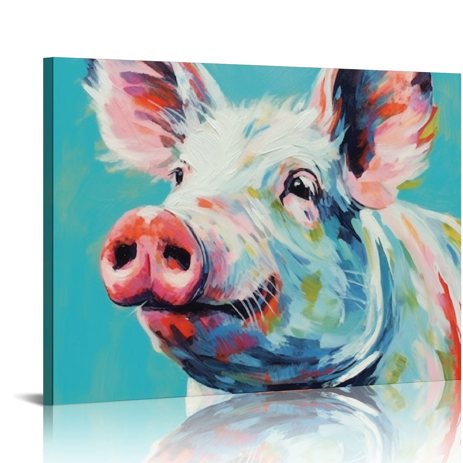 Nawypu Brightly Painted Pig Canvas Wall Art, Multi-Color - Walmart.com