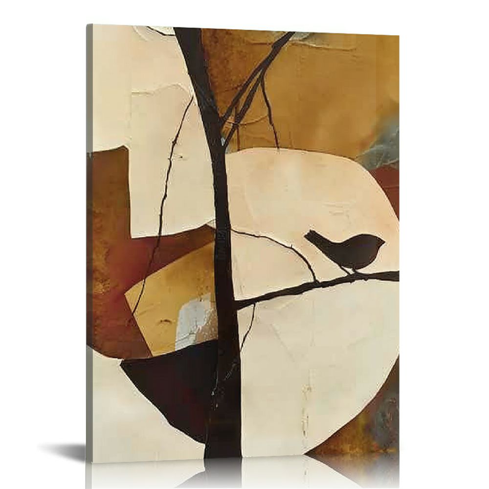 Nawypu Brown Abstract Wall Art Brown and Beige Abstract Canvas Wall Art ...