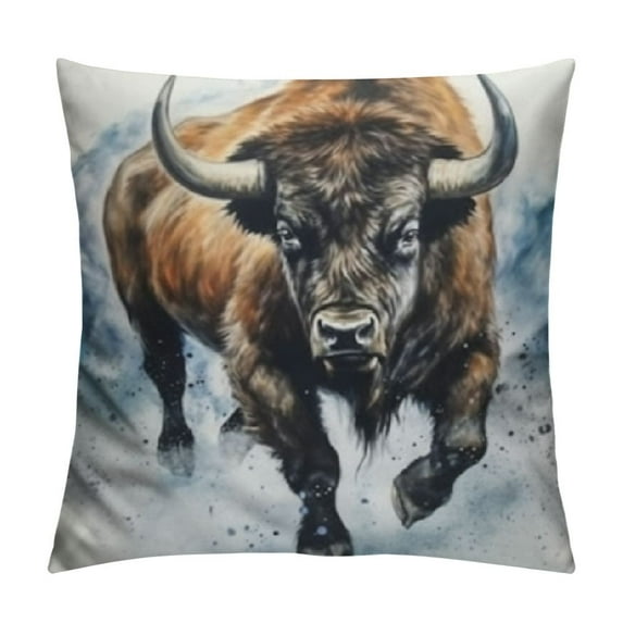 Nawypu Buffalo Decorative Throw Pillow Covers Cushion Case, Wild Animal Bison Buffalo Bull Farmhouse Pillowcase Cozy Pillow Cover for Couch Sofa Bed Garden Chair Car
